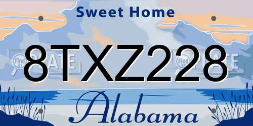 8TXZ228 Alabama License Plate