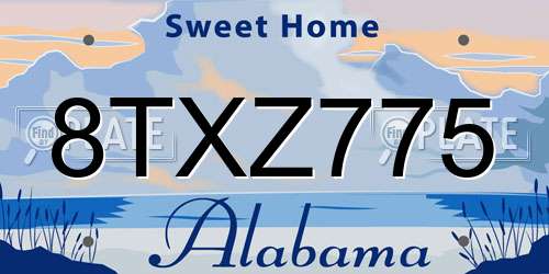 8TXZ775 Alabama License Plate