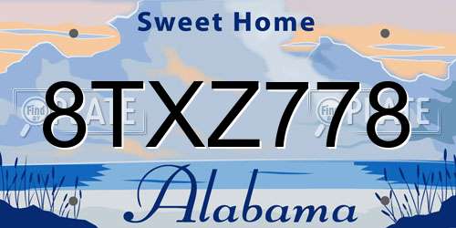 8TXZ778 Alabama License Plate