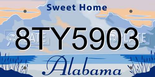 8TY5903 Alabama License Plate
