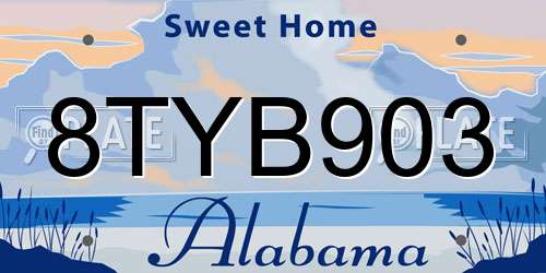 8TYB903 Alabama License Plate