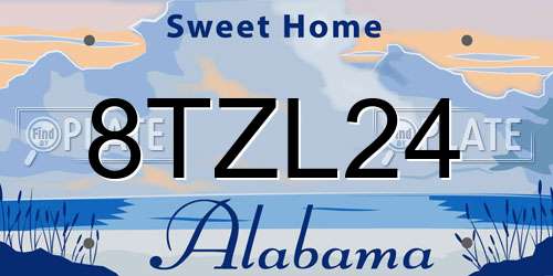 8TZL24 Alabama License Plate