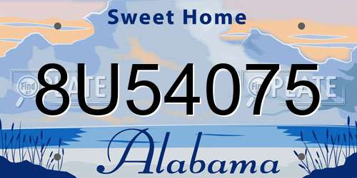 8U54075 Alabama License Plate