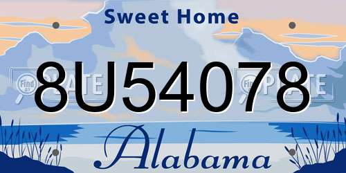 8U54078 Alabama License Plate