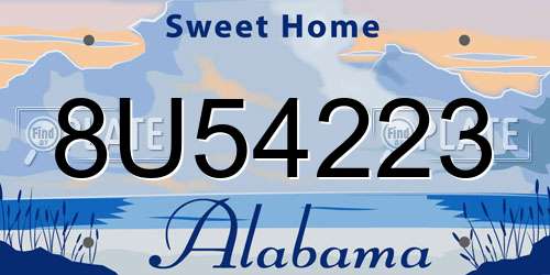 8U54223 Alabama License Plate