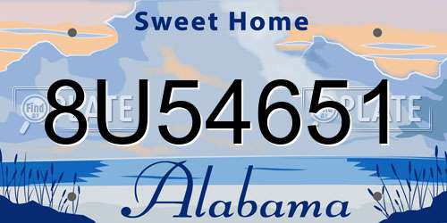 8U54651 Alabama License Plate