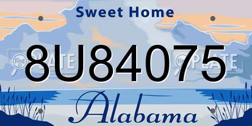 8U84075 Alabama License Plate