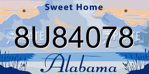 8U84078 Alabama License Plate