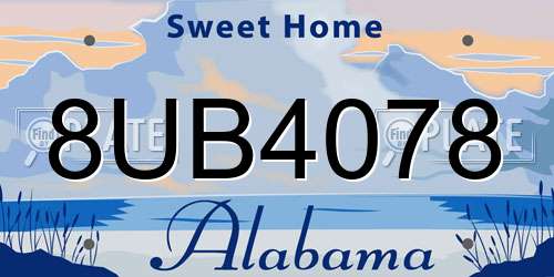 8UB4078 Alabama License Plate