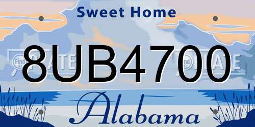 8UB4700 Alabama License Plate