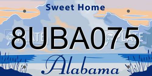 8UBA075 Alabama License Plate
