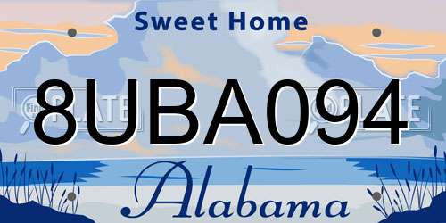 8UBA094 Alabama License Plate