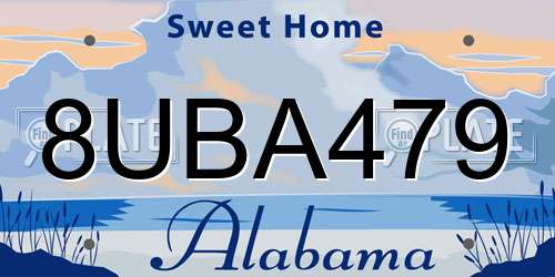 8UBA479 Alabama License Plate