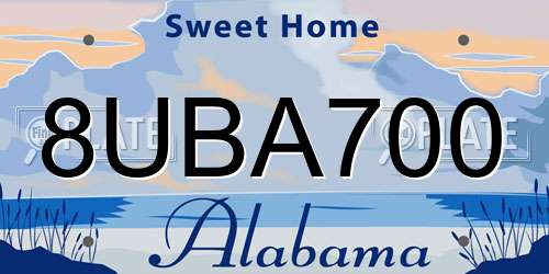 8UBA700 Alabama License Plate