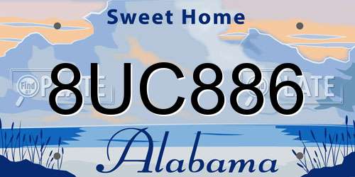 8UC886 Alabama License Plate