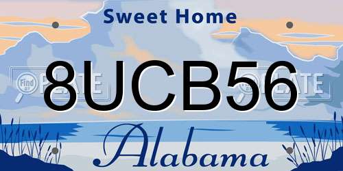 8UCB56 Alabama License Plate