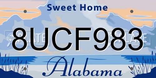8UCF983 Alabama License Plate