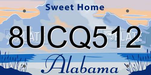 8UCQ512 Alabama License Plate