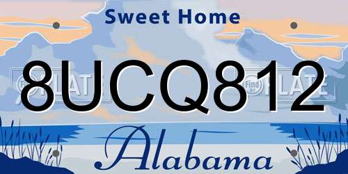8UCQ812 Alabama License Plate