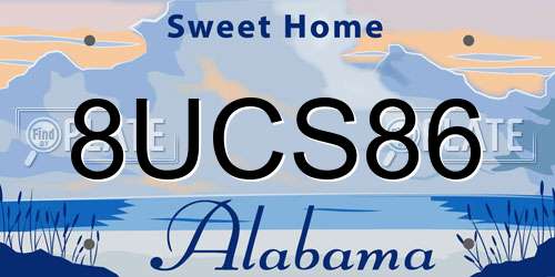 8UCS86 Alabama License Plate