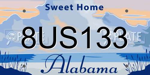 8US133 Alabama License Plate