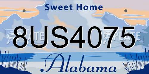8US4075 Alabama License Plate