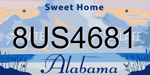 8US4681 Alabama License Plate