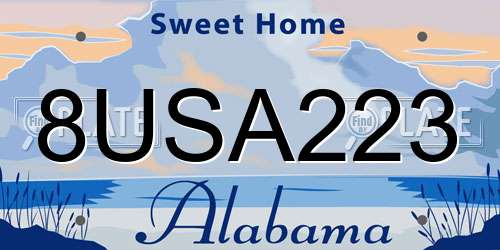 8USA223 Alabama License Plate