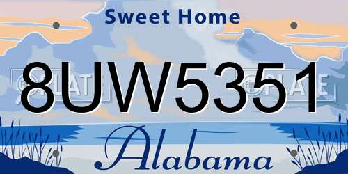 8UW5351 Alabama License Plate