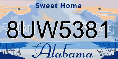 8UW5381 Alabama License Plate
