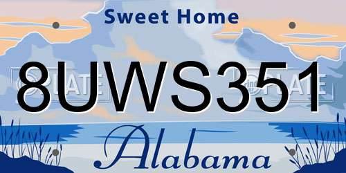 8UWS351 Alabama License Plate