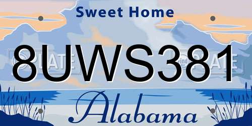 8UWS381 Alabama License Plate