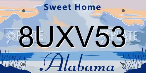 8UXV53 Alabama License Plate