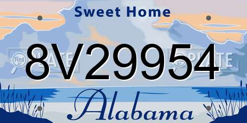 8V29954 Alabama License Plate