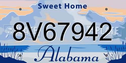 8V67942 Alabama License Plate