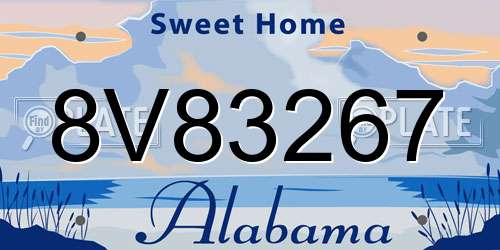 8V83267 Alabama License Plate