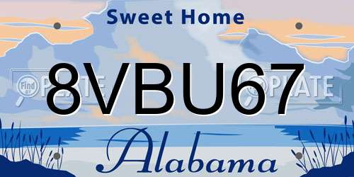 8VBU67 Alabama License Plate