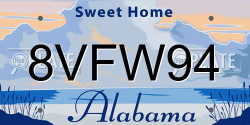 8VFW94 Alabama License Plate