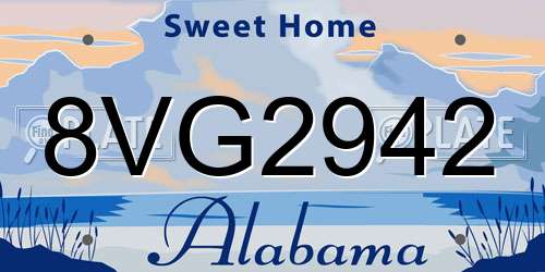 8VG2942 Alabama License Plate