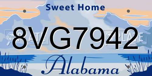 8VG7942 Alabama License Plate