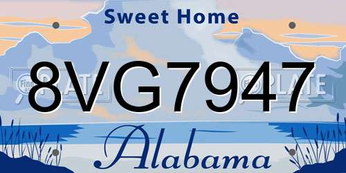 8VG7947 Alabama License Plate