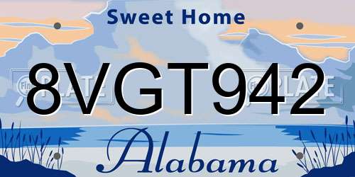 8VGT942 Alabama License Plate