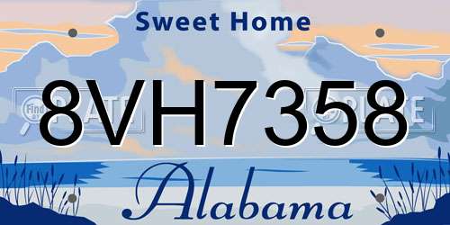 8VH7358 Alabama License Plate