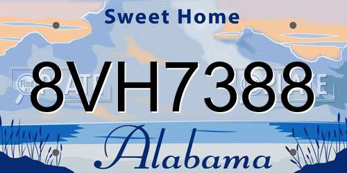 8VH7388 Alabama License Plate