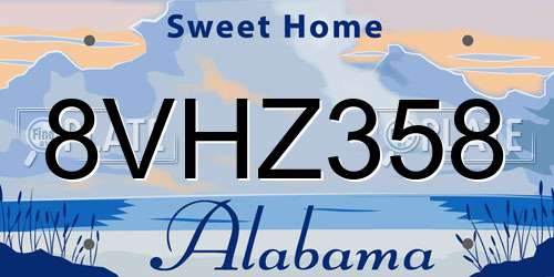 8VHZ358 Alabama License Plate