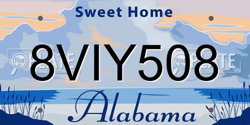 8VIY508 Alabama License Plate