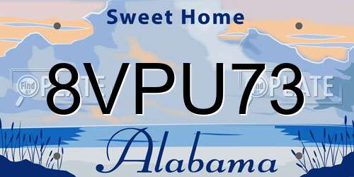 8VPU73 Alabama License Plate