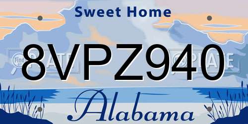8VPZ940 Alabama License Plate