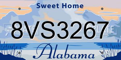 8VS3267 Alabama License Plate
