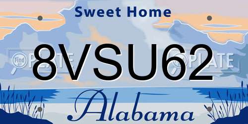 8VSU62 Alabama License Plate